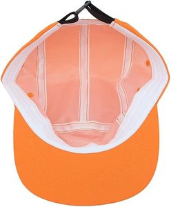 Casquette de baseball à profil bas 5 panneaux orange ajustée à visière plate unisexe décontractée respirante imperméable 100 % coton pour l'été - Product Image 4