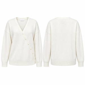 Prime Vista Womens Solid Wrap <b>V</b>-<b>Neck</b> Cardigan Sweater <b>Long</b> <b>Sleeve</b> Button Front Knit <b>Top</b> Trendy Fashion Pullover Regular Fit - Product Image 4