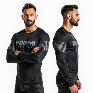 Rashguard personnalisé MMA, design personnalisé, coupe compressive, manches courtes, kimono de Jiu Jitsu, rashguard pour les séances de grappling - Product Image 4