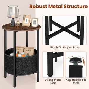 Table d'appoint ronde d'extérieur Morden avec panier pour décoration de salon - Product Image 4