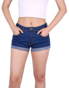 Shorts de Mezclilla para Mujer, Cintura Media, 100% Algodón Transpirable, Estilo Casual de Verano, Color Sólido, Venta al Por Mayor - Product Image 3