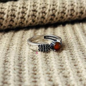 Boho Garnet <b>Solitaire</b> Brass <b>Ring</b> <b>silver</b> Plated Accent Stones Womens <b>Ring</b> For Wholesale - Product Image 3