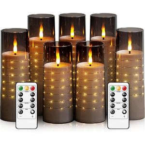 Candele LED Senza Fiamma con Stringa di Stelle Incorporata, Funzionamento a Batteria con Telecomando - Product Image 1