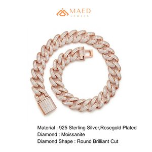 สร้อยคอแบบ Cuban Link ชุบทองคำสีกุหลาบประดับเพชรโมอิสซาไนต์ เครื่องประดับแฟชั่นสำหรับผู้ชายและผู้หญิง สไตล์นิวยอร์ก ไอซ์ลิงค์ จี้รูปทรงเมือง - Product Image 6