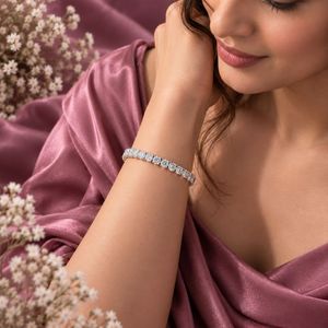 Pulsera de tenis con diamantes cultivados en laboratorio, corte brillante redondo, engaste de cuatro puntas, eslabón de eternidad |   Pulsera de Diamantes de Oro Sólido de 9K, 14K y 18K, Joyería Fina - Product Image 3