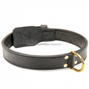Collar de cuero para perros, accesorio negro de alta resistencia hecho a mano para mascotas de todos los tamaños, personalizado con hardware dorado, venta directa de fábrica, venta al por mayor - Product Image 3