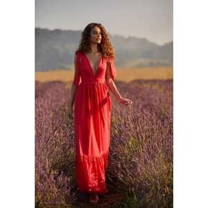 Robe maxi décontractée rouge d'été, élégance sans effort faite à la main, notre collection époustouflante de robes bohèmes conçues pour les âmes libres, 100% - Product Image 2