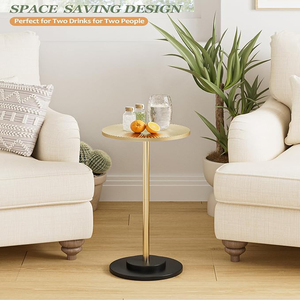 Black Glass Drink <b>Table</b> Metal Martini <b>Round</b> <b>Small</b> Drink Side <b>Table</b> for Couch Tempered Glass C Shaped End <b>Table</b> - Product Image 5