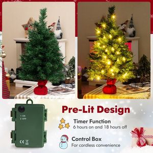 24-Inch Mini Pre-Lit Fir Christmas <b>Tree</b> Small <b>Tabletop</b> Xmas <b>Tree</b> - Product Image 5
