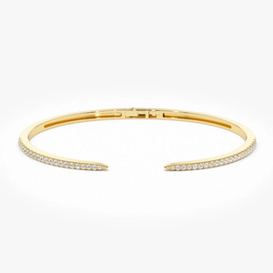 Yellow Gold Open Pave Lab Grown Diamond <b>Bangle</b> <b>Bracelet</b> - Product Image 1