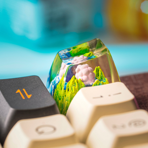 คีย์แคปช่างฝีมือแห่งป่าลึกลับ, คีย์แคปแบบกำหนดเอง, คีย์แคปอนิเมะน่ารัก, คีย์แคปสีเขียว, ชุดคีย์แคป, คีย์แคปไม้ - Product Image 5