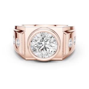 925 Sterling Silver Gold Plated Prong <b>Set</b> Round Cut Moissanite Unisex Hip Hop Style Gift <b>Ring</b> - Product Image 3