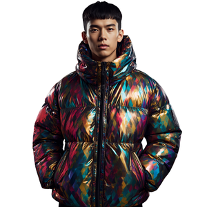 Chaqueta Acolchada Reflectante Estampada para Hombre - Ropa de Invierno Brillante Resistente al Viento - Product Image 3