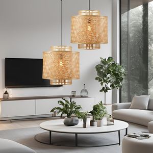 Natural Bamboo <b>Ceiling</b> <b>Light</b> Designer Woven Hanging Lamp for Modern Interior and Ambient Use - Product Image 4