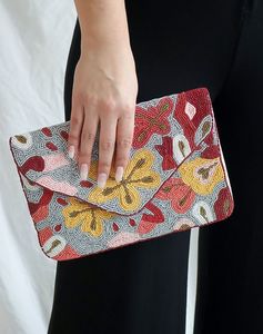 Embroidery Eid Special Women Evening Purse Wedding Party Envelope Handbag Luxury White Gold Beaded <b>Clutch</b> <b>Bag</b> Geometric Chevron - Product Image 1