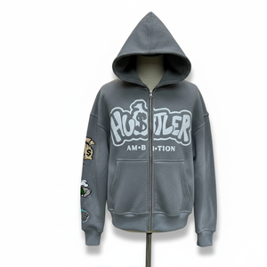 Sudadera con capucha y cremallera, la más vendida y demandada, con logotipo bordado personalizado, para invierno, unisex, para hombre, 100% algodón polar. - Product Image 3