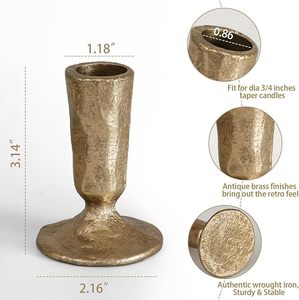 3-Piece Textured Cast Iron <b>Candlestick</b> Pillar Set - Graduated Heights Modern <b>Black</b> Taper <b>Holders</b> with Stippled Finish - Product Image 6