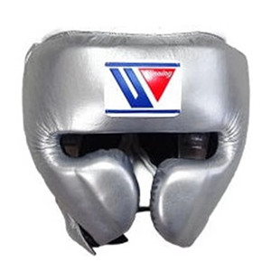 High Quality Winning Boxing Gear Set <b>Silver</b> PU Leather Headgear <b>Gloves</b> Groin Guard Sparring Training Adults Lace-up Breathable - Product Image 3