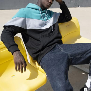 Sudadera con Capucha para Hombre, Diseño Color Block, Corte Regular, Mezcla de Poliéster y Algodón, Informal, Otoñal, con Bolsillos - Product Image 2