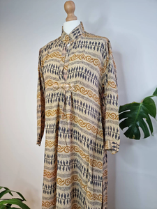 Robe mi-longue en crêpe de soie recyclée, sari indien coloré, confortable, vêtement de jour, kaftan - Product Image 4