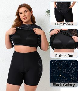 <b>Women's</b> Rash Guard <b>Shorts</b> Sleeve Rashguard | Ladies <b>Swimming</b> Wear O-Neck Compression Shirts Adult <b>Women's</b> Rash Guard - Product Image 2
