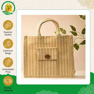 Bolsa de Compras de Yute con Asa Acolchada y Diseño Geométrico Estilo Bohemio, Fácil de Llevar, de Vendedor Confiable - Product Image 4