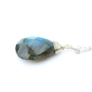 Labradorite Pendant Necklace Sterling Silver Flashy Gemstone Wire Wrapped Handmade Jewelry <b>Gift</b> <b>For</b> <b>Her</b> - Product Image 3