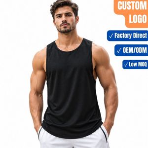 Blank Men's <b>Black</b> <b>Tank</b> <b>Top</b> Curved Hem Athletic Vest Factory Direct Custom Logo Manufacturer - Product Image 1