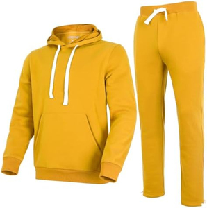 NAQQASH SPORTS Unisex Hooded Fleece Tracksuit <b>Set</b> Four-Way Stretch Windproof Polyester/Cotton Blend Full Sleeve Solid Casual - Product Image 6
