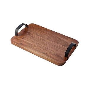 Bandeja de servicio de madera de mango rústico con asas de Metal para decoración del hogar y servicio de comida de desayuno para uso en mesa de café - Product Image 2