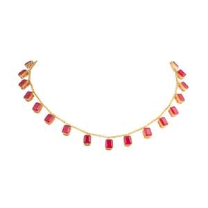 Artistic Gajaah 925 Silver Kundan <b>Necklace</b> with <b>Ruby</b> Enamel Gold-Plated Jhumki Pendant Lightweight Traditional Ethnic Jewellery - Product Image 2