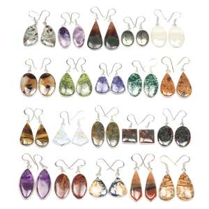 Pendientes Largos de Plata Hechos a Mano al por Mayor para Mujer, con Cristales de Bisel Surtidos y Piedras Preciosas, Bañados en Plata, de Moda - Product Image 4