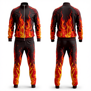 CAUSTIC INTERNATIONAL Men's Lightweight Polyester Full-<b>Zip</b> <b>Hooded</b> Tracksuit Set with Drawstring Closure Loose Fit Streetwear - Product Image 2