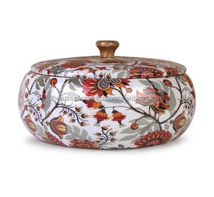 Handcrafted Polished Solid <b>Wood</b> Chapati <b>Box</b>-Souvenir for Kitchen Use Round Design <b>with</b> <b>Lid</b>-Artisan Craft - Product Image 5