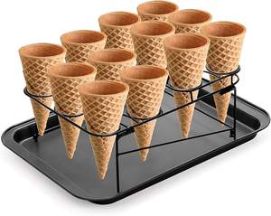 Lot de 2 supports pour cornets de crème glacée à 12 trous, présentoirs pour cupcakes, gaufres et desserts, pour le refroidissement et le service, idéal pour les anniversaires - Product Image 2