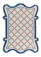 Tapis en laine fait main moderne et personnalisé, bordure bleue, de luxe, antidérapant, de forme irrégulière, tufté à la main, pour salon et décoration de pique-nique