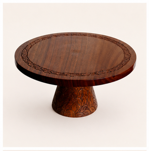 Soporte para Pastel de Madera de Nogal Hecho a Mano de Primera Calidad con Intrincados Tallados de Hojas, Pedestal Decorativo para Exhibición de Postres, para Decoración de Bodas - Product Image 5