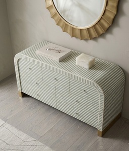 Buffet console arqué moderne avec aspect marbre pour salon, entrée et chambre à coucher - Product Image 4