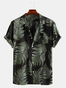 เสื้อเชิ้ตแขนสั้นพิมพ์ลายใบเมเปิ้ลฤดูร้อน สไตล์ฮาวายลำลอง แนวสตรีทแวร์ ปกคอปกติดกระดุม สำหรับผู้ชาย ไซส์ใหญ่ เหมาะสำหรับวันหยุด - Product Image 3
