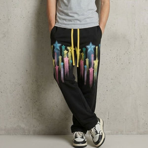 Men's Black High Street Vintage Sweatpants Elastic Waist Casual Joggers Autumn Wear - Product Image 6