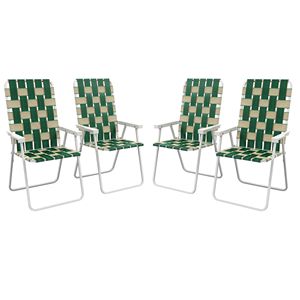 Set di 4 Sedie Pieghevoli Classiche Verdi da Giardino con Braccioli, Mobili Portatili per Esterni e Campeggio - Product Image 1