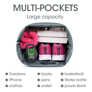 Sac à dos à cordon personnalisé avec logo, poche zippée, imperméable, sac de sport léger, sac à cordon en polyester - Product Image 6