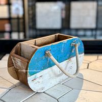 Pot Bunga / Tas Bunga dari Kayu Perahu Bekas Warna Asli untuk Dekorasi Rumah Taman Luar Ruangan Planter Oval Rotan/Mendong Besar