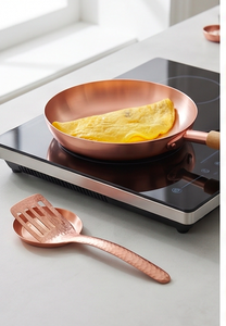 Copper Frying <b>Pan</b> With Wooden <b>Handle</b> Minimalist Design Durable Metal Skillet For Kitchen Use And Induction Cooker - Product Image 5