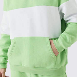 Custom Men Unisex Heavyweight Cotton Fleece Hooded Tracksuit Color Block Jogger <b>Set</b> 2 Piece Oversized Sweatshirt <b>Sweatpants</b> <b>Set</b> - Product Image 6
