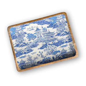 Juego de vajilla de cocina y bandeja de servicio de madera de mango esmaltada, tallada a mano, con estampado en blanco y negro, ecológica, para el hogar y el jardín. - Product Image 4