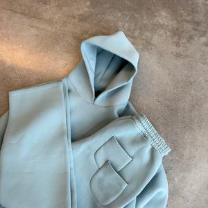 Ensemble de survêtement personnalisé pour homme, sweat-shirt et pantalon de survêtement, en molleton 100% coton épais, sans logo - Product Image 5