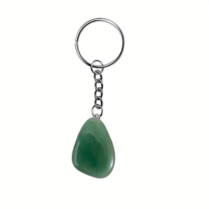 Llavero de Jade Verde Natural en Bruto, Anillo de Llaves de Cristal de Jade Verde Rústico, Llavero de Cristal Curativo Hecho a Mano para Regalos - Product Image 1