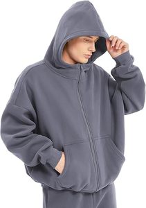 Vente en gros de sweats à capuche zippés pour hommes, respirants, 300 g/m², en coton lourd et polaire polyester, avec logo personnalisé, streetwear, vêtements d'hiver, Pakistan - Product Image 3