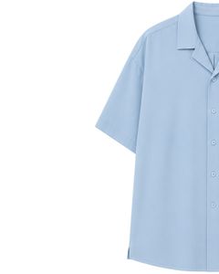 Customized Sky Blue Oversized Casual Men <b>Shirt</b> <b>Half</b> Sleeve <b>Button</b> Up Cuban Collar Loose Fit Summer Beach Streetwear Top Fashion - Product Image 3